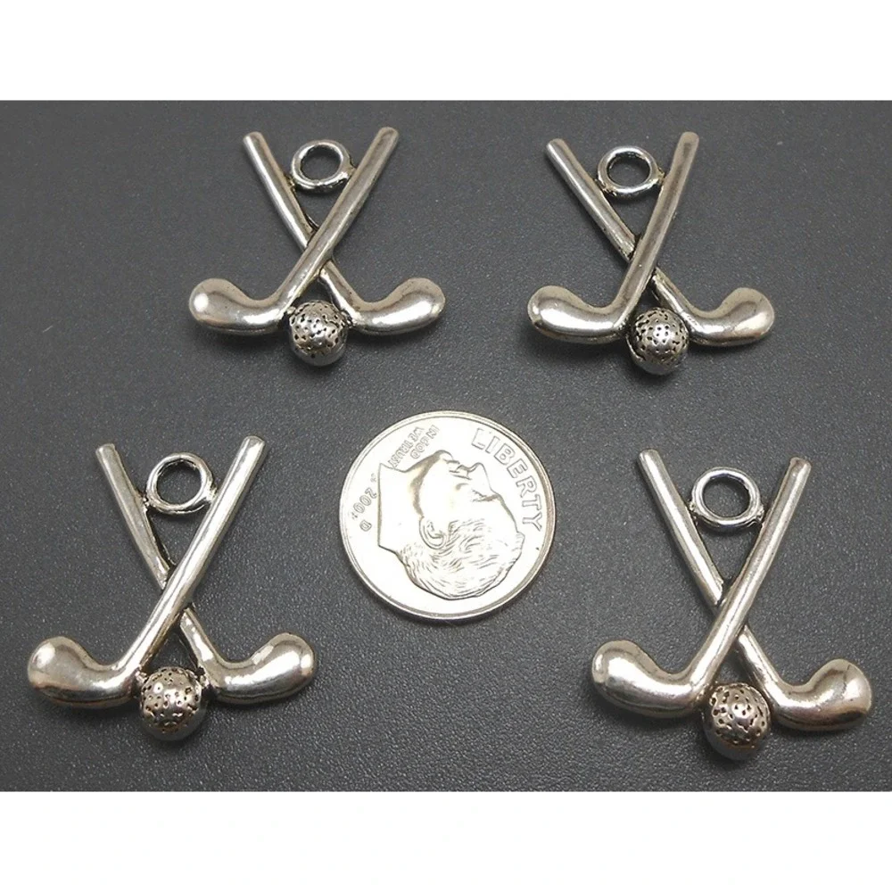 4pcs Golf Charms silvertone club ball golfing jewelry making supplies‎
